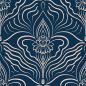 Preview: SilentBloom - dunkelblau / creme - Viskose Webware - VORBESTELLUNG