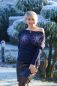 Preview: Starflowers - dunkelblau / silber Glitzer Metallicprint - Sweat angeraut