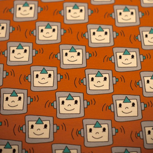 Kuschelfreunde - Roboter - orange - Bio-Sweat - angeraut - 0,50 m RESTSTÜCK