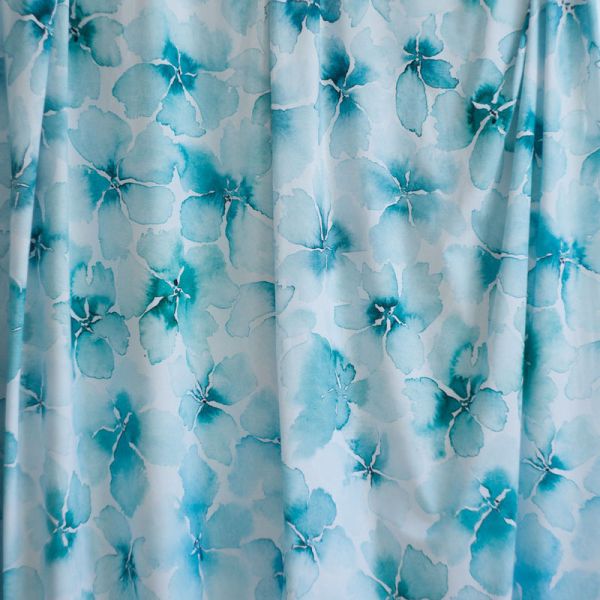 AquarellBlossom BIG - aqua - Bio-Jersey - 1,65 m RESTSTÜCK