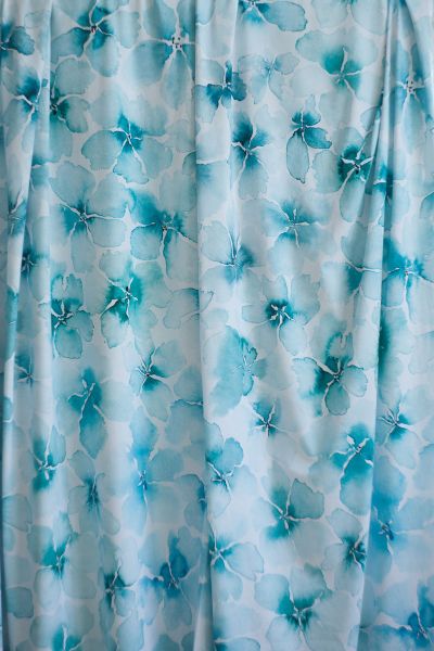 AquarellBlossom BIG - aqua - Bio-Jersey - 1,65 m RESTSTÜCK