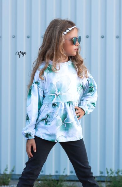 AquarellBlossom BIG - grün - Bio-Jersey - 1,70 m RESTSTÜCK