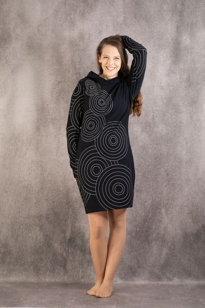 ArtDeco - schwarz / champagner Glitzer Metallicprint - Bio-Sommersweat - A/B-Ware