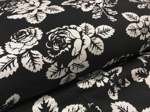 Babushka Roses - black / silver - 2,40 m RESTSTÜCK