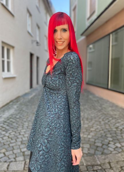 Blumenmeer - dark green - Bio-Sommersweat - 3,20 m RESTSTÜCK