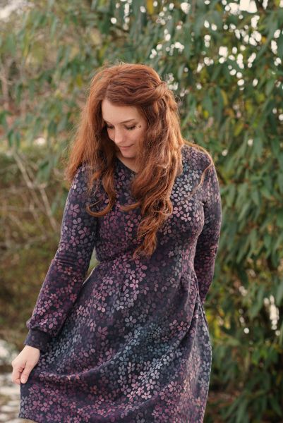 ColorBlossom - lovely coziness - bordeaux / graugrün - Bio-Sommersweat - 2,75 m RESTSTÜCK