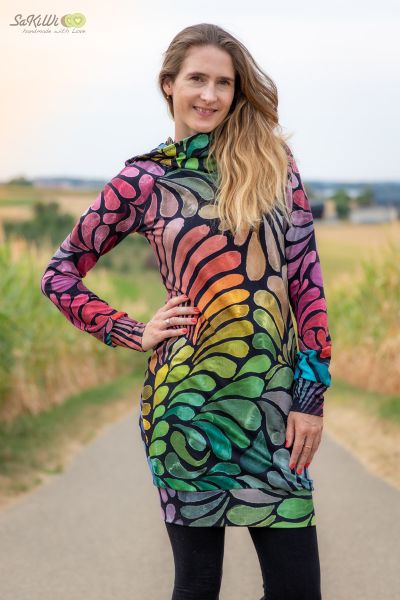 ColorDrops MAXI - dark rainbow - Bio-Sommersweat 290 g/m2 - 0,65 m RESTSTÜCK