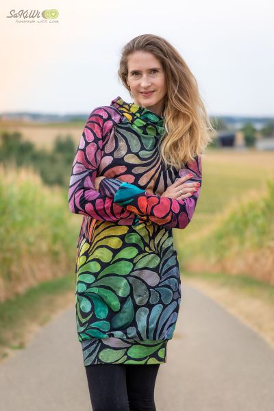 ColorDrops MAXI - dark rainbow - Bio-Sommersweat 290 g/m2 - 0,65 m RESTSTÜCK