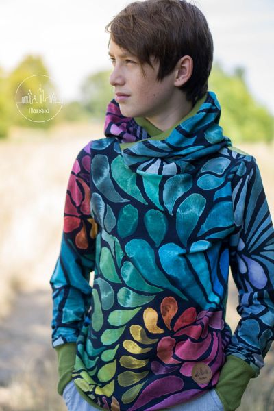 ColorDrops MAXI - dark rainbow - Bio-Sommersweat 290 g/m2 - 0,65 m RESTSTÜCK