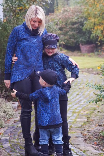 ColorLeaves MINI - mono blau - Bio-Sommersweat 290 g/m2 - 1,45 m RESTSTÜCK