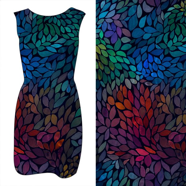 ColorLeaves - cold energy - Bio Popeline - 100 % CO - 2,20 m RESTSTÜCK
