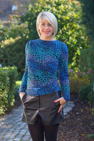 FunFlowers MINI - cold blue - Bio-Jersey - 1,90 m RESTSTÜCK