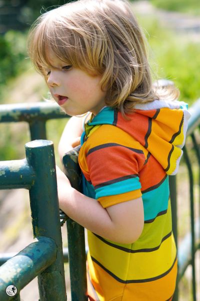 FunStripes - rot - Bio-Sommersweat - A/B-Ware - 1,00 m RESTSTÜCK