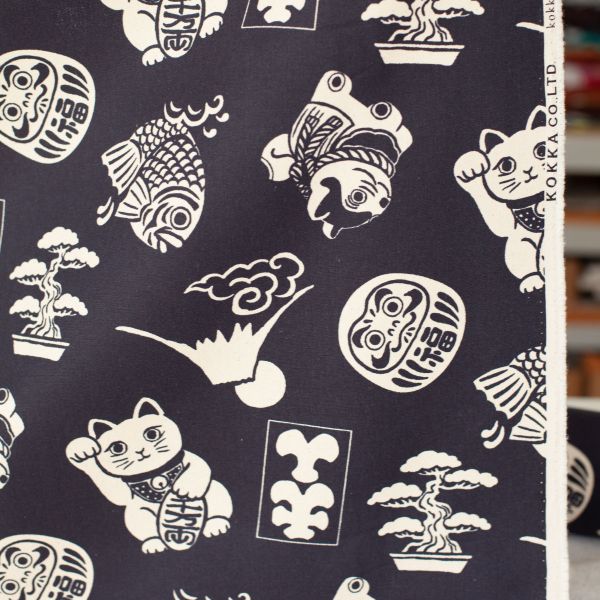 Classic Japan Lucky Charms - navy / ecru - CANVAS 100 % CO