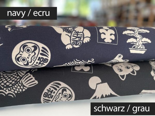 Classic Japan Lucky Charms - navy / ecru - CANVAS 100 % CO