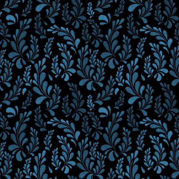 EmbroideredLeaves - himmelblau - Bio-Jersey