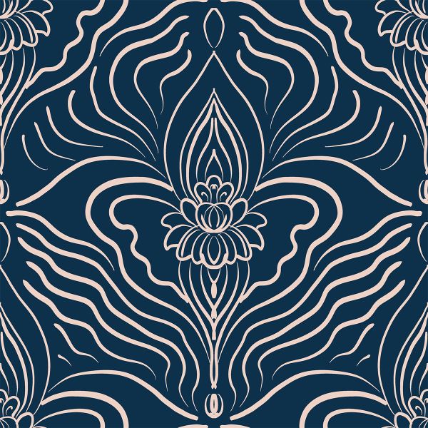 SilentBloom - dunkelblau / creme - Viskose Webware - VORBESTELLUNG