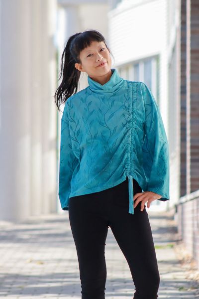 Nebelranken - antique türkis - Bio-Jersey - B-Ware - 2,55 m RESTSTÜCK