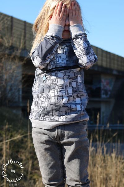 Pixelized - grau - Bio-Sommersweat - 2,40 m RESTSTÜCK