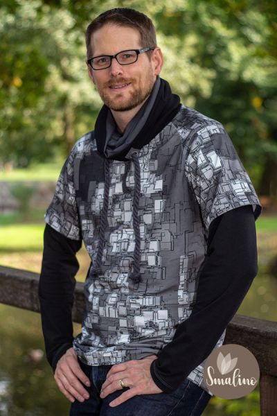 Pixelized - grau - Bio-Sommersweat - 2,40 m RESTSTÜCK