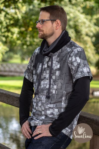 Pixelized - grau - Bio-Sommersweat - 2,40 m RESTSTÜCK
