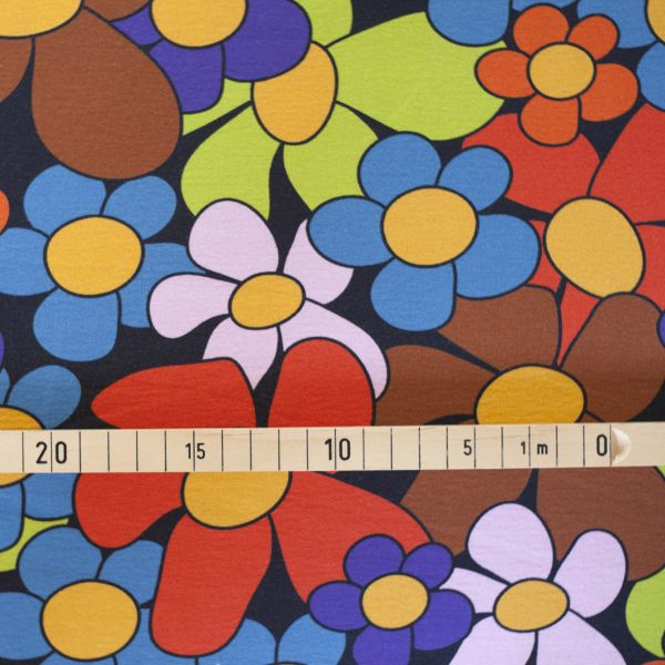 PolyBlossom - schwarz - bunt - Bio-Sommersweat - 2,20 m RESTSTÜCK