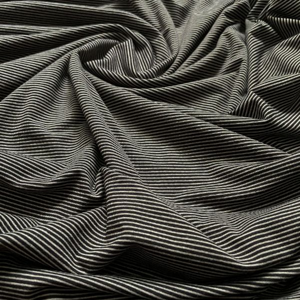 Lyocell Soft Ringeljersey - schwarz / grau - deadstock