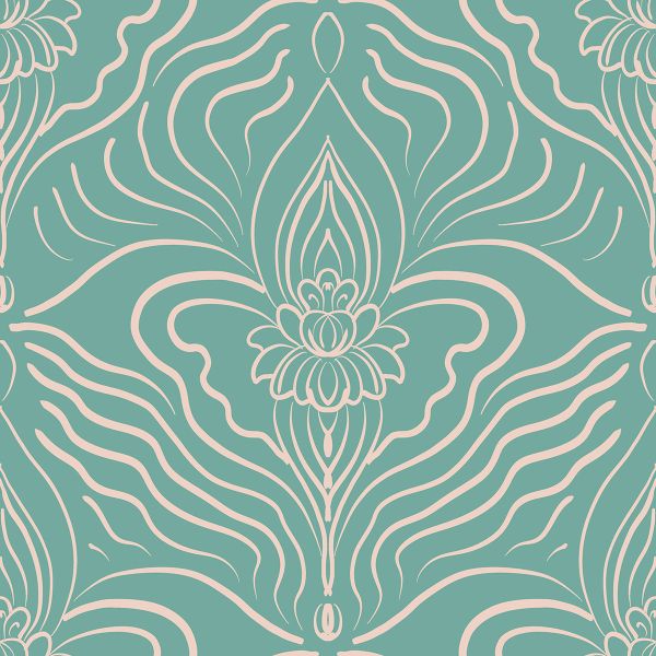 SilentBloom - aqua / creme - Viskose Webware - 1,70 m RESTSTÜCK