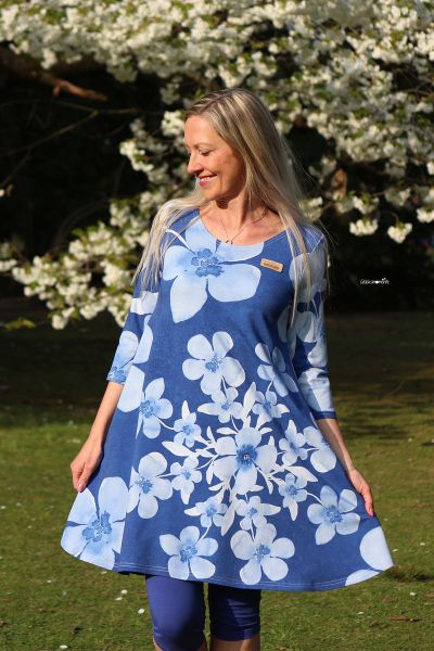 SoftBlossom - mono kobaltblau - Bio-Sommersweat - 1,5 m RESTSTÜCK