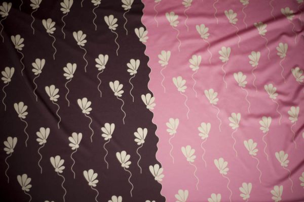 Swimming Blossom - braun / rosa -  3in1 Design - Badeanzugstoff - 0,50 m RESTSTÜCK