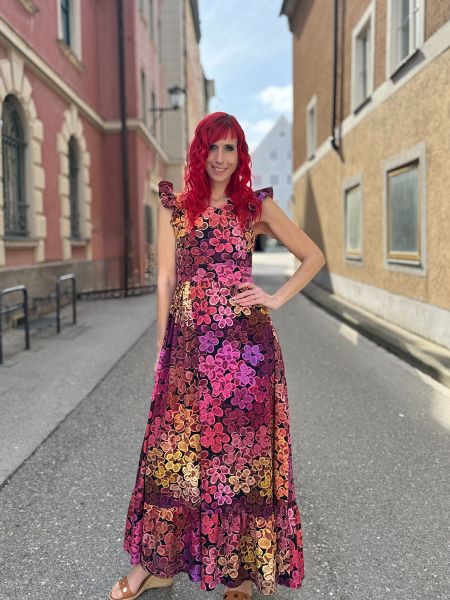 VibrantBlossom - solar pop - Bio-Jersey - A/B-Ware - 1,00 m RESTSTÜCK