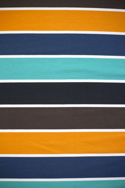 GoodLife55 - orange - Blockstreifen - 280 g/m2 Bio-Sommersweat - 0,75 m RESTSTÜCK