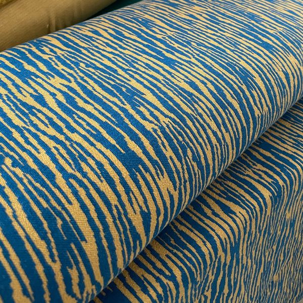 Bark - dry mustard / ocean - Stretch Jacquard