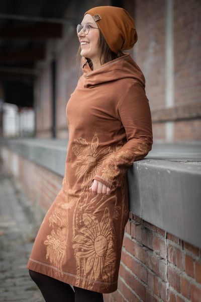Blomma - rotbraun / kupfer Glitzer Metallicprint - Bio-Sweat angeraut