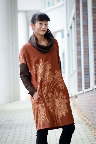 Blomma - rotbraun / kupfer Glitzer Metallicprint - Bio-Sweat angeraut