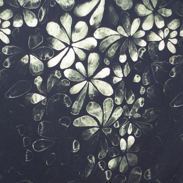 ColorFlowers - dark - mono oliv - Bio-Sommersweat - 3,10 m RESTSTÜCK