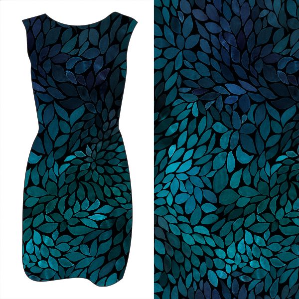 ColorLeaves - ocean blue - Viskose-Jersey - VORBESTELLUNG