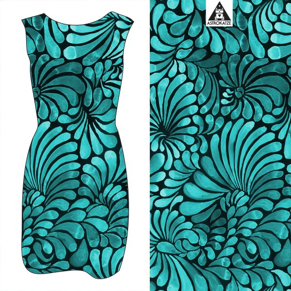 ColorDrops MAXI - dark - mono türkis - Bio-Sommersweat 230 g/m2