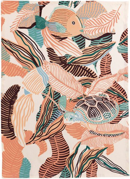 Recyceltes Geschirrtuch Dori Pêche 50 X 70 - pfirsich