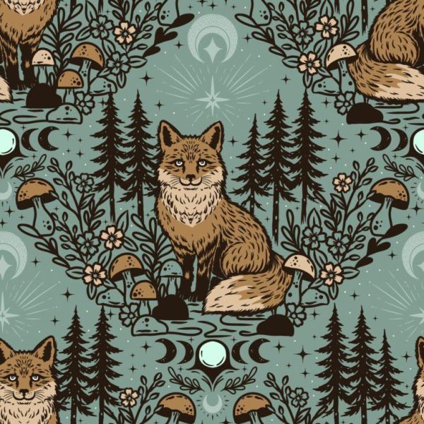 Moon Fox - dusty blue - Bio-Jersey
