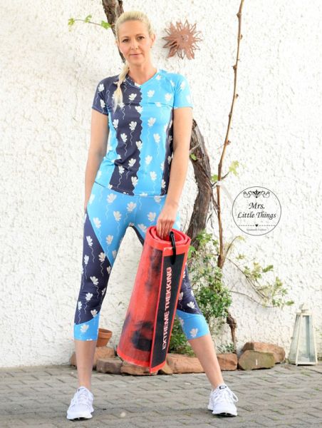 Swimming Blossom - braun / rosa -  3in1 Design - Badeanzugstoff - 0,50 m RESTSTÜCK