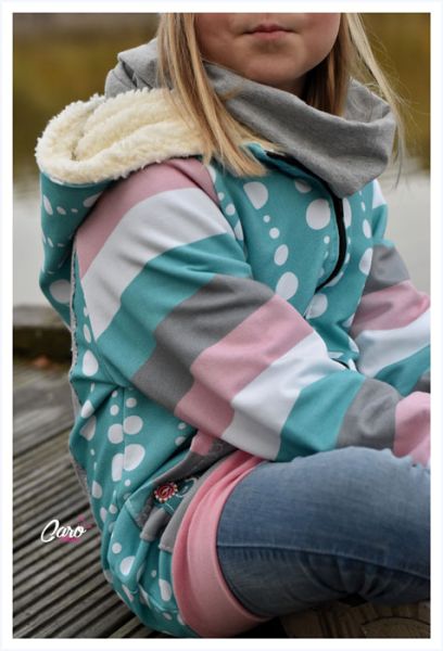 Bubbledrops 4 cm Blockstreifen - Bio-Sweat angeraut - 1,10 m RESTSTÜCK