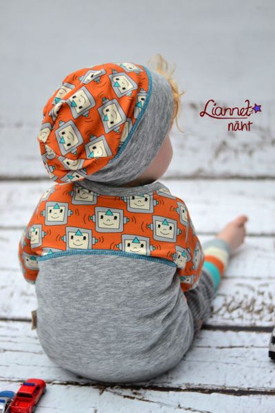 Kuschelfreunde - Roboter - orange - Bio-Sweat - angeraut - 0,50 m RESTSTÜCK