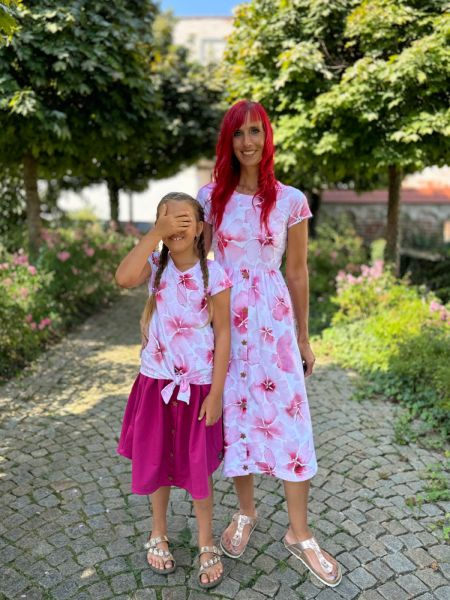 AquarellBlossom BIG - beere - Bio-Jersey - 1,15 m RESTSTÜCK