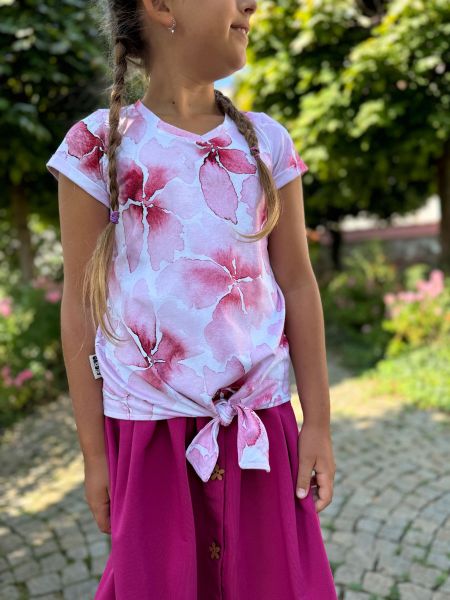 AquarellBlossom BIG - beere - Bio-Jersey - 1,15 m RESTSTÜCK