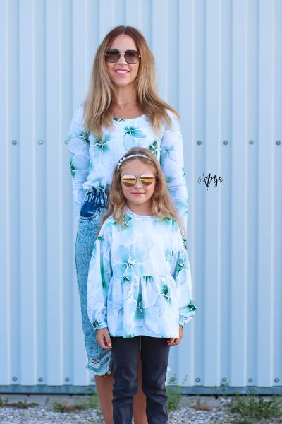 AquarellBlossom BIG - grün - Bio-Jersey - 1,70 m RESTSTÜCK