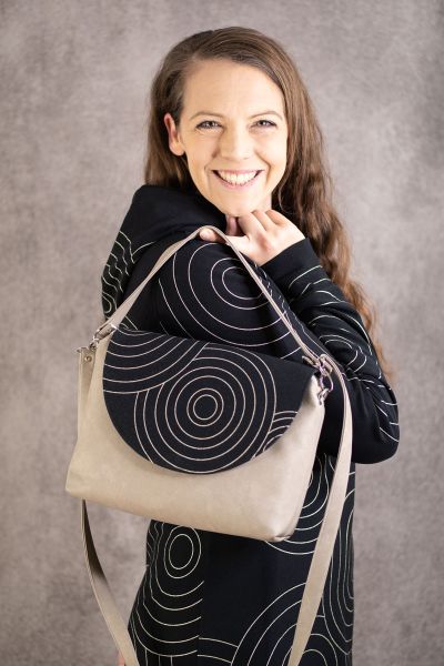 ArtDeco - schwarz / champagner Glitzer Metallicprint - Bio-Sommersweat - A/B-Ware