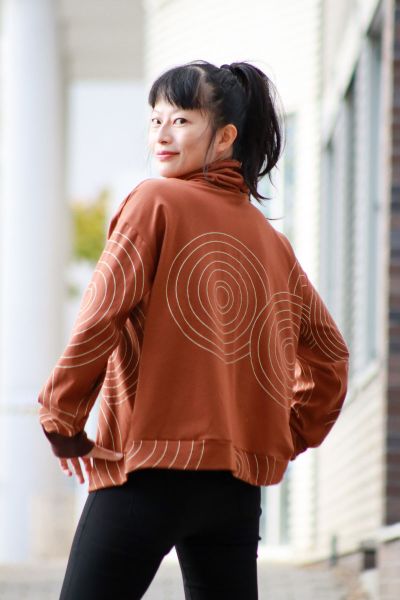 ArtDeco - rotbraun / champagner Glitzer Metallic-Print - Bio-Sommersweat