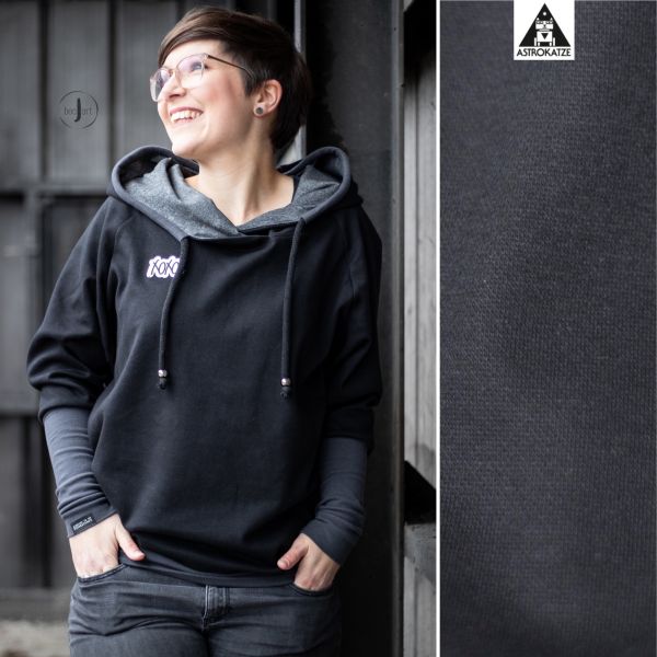 Bio-Jacquard angeraut - schwarz - 100 % Bio-Baumwolle