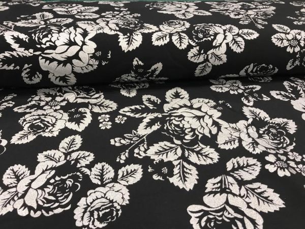 Babushka Roses - black / silver - 2,40 m RESTSTÜCK